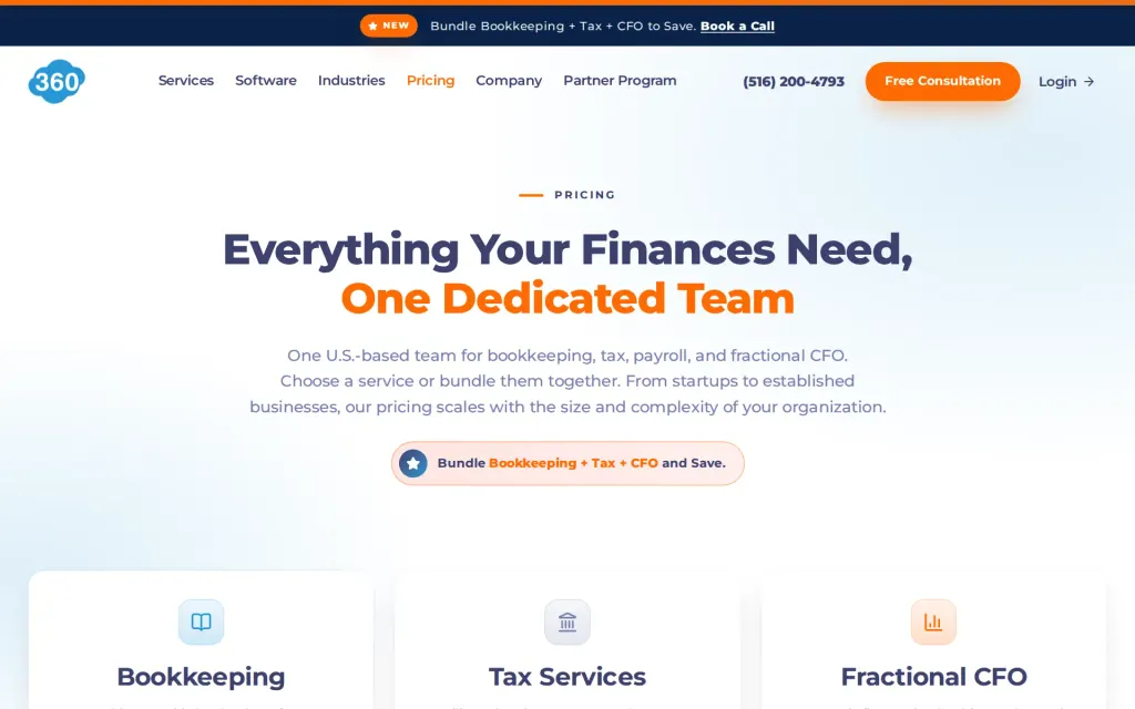 Bookkeeper360's pricing page