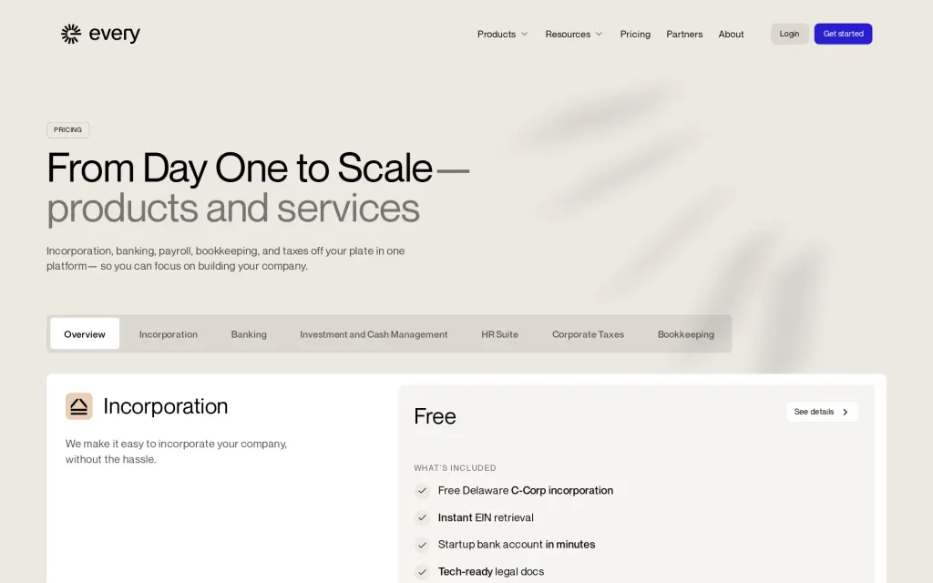 Every's pricing page