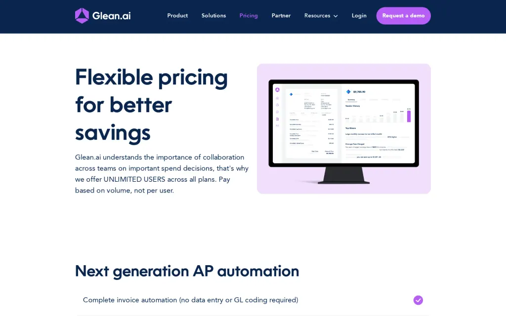 Glean.ai's pricing page