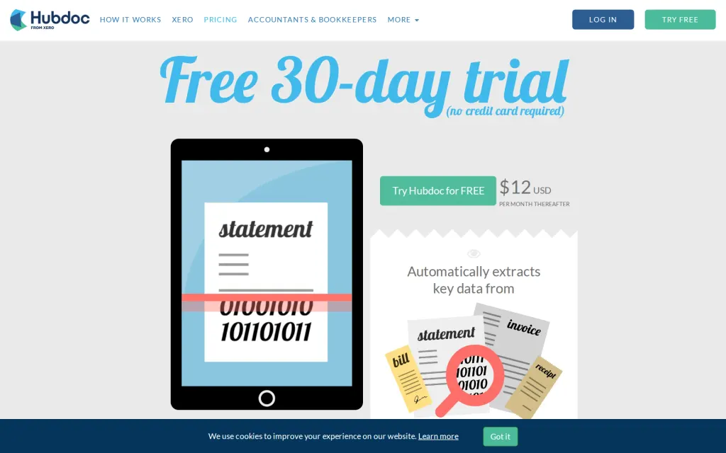 Hubdoc's pricing page