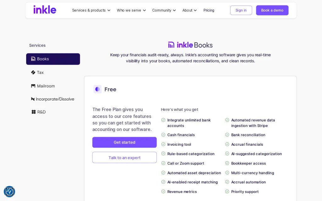 Inkle's pricing page