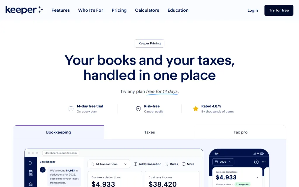 Keeper's pricing page