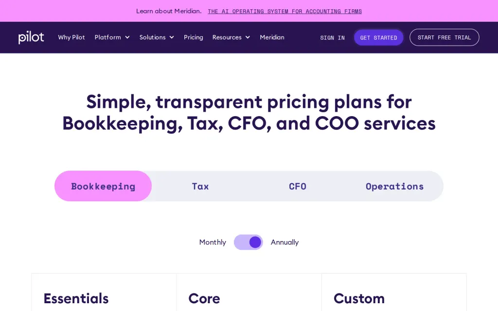 Pilot's pricing page