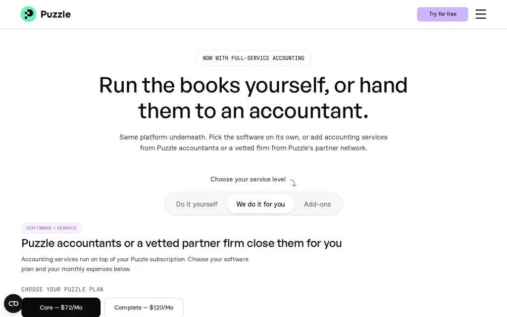 Puzzle's pricing page