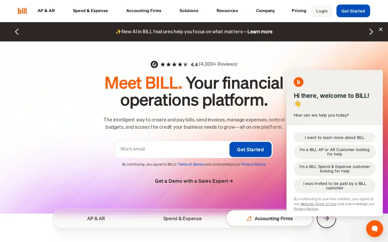 Screenshot of BILL