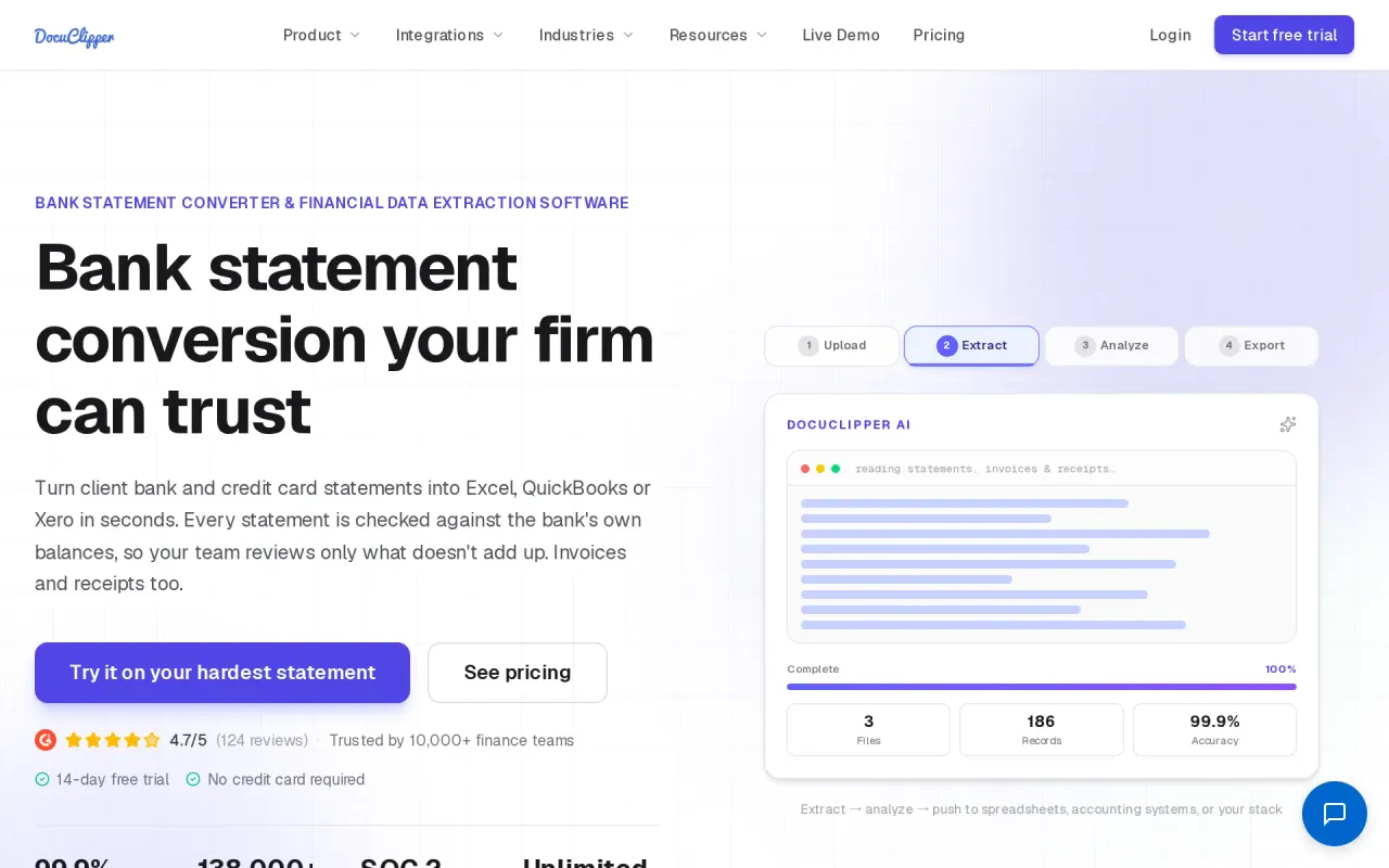 Screenshot of DocuClipper