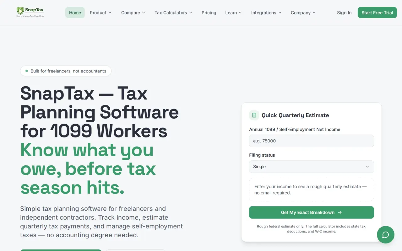 Screenshot of SnapTax