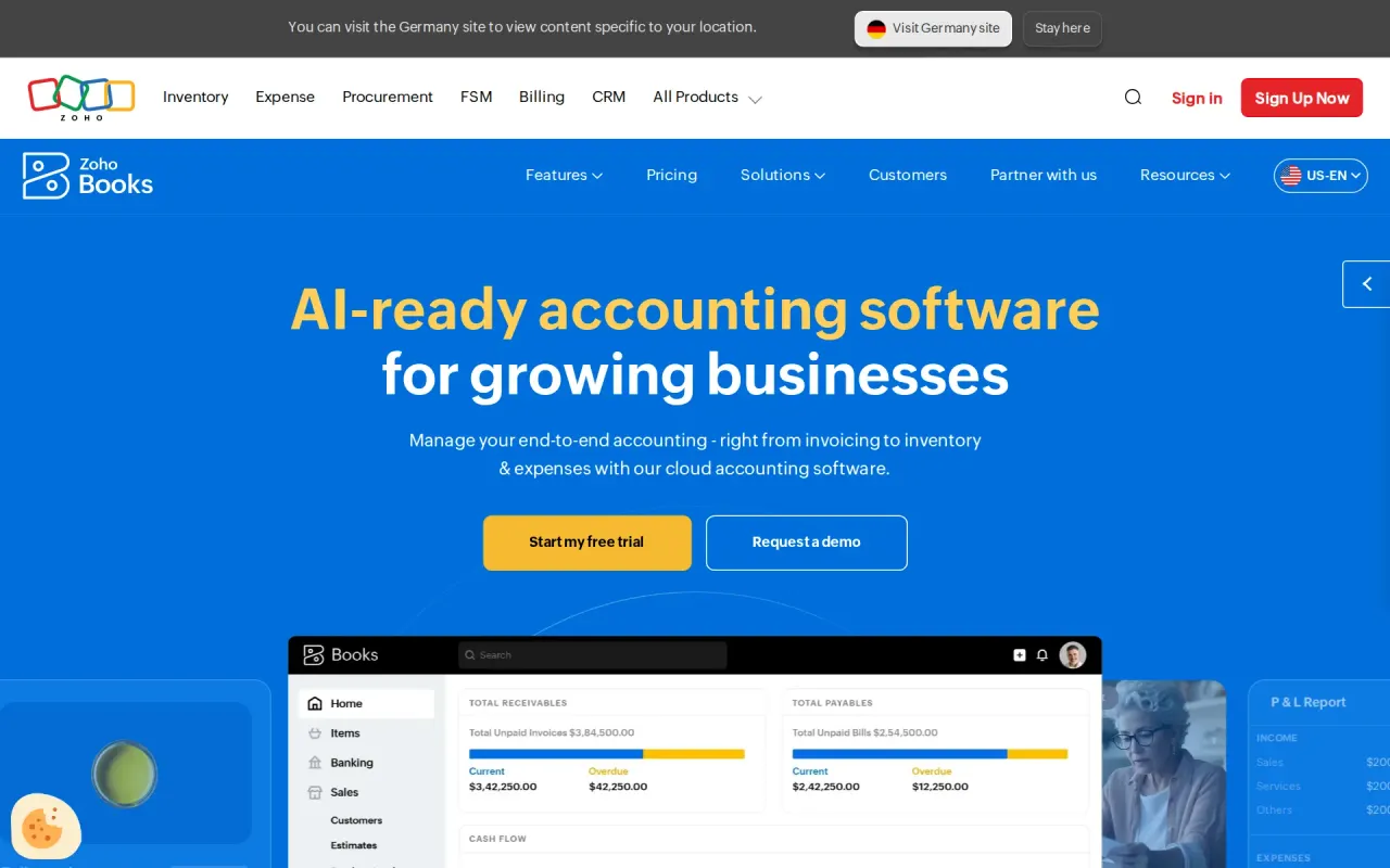 Screenshot of Zoho Books