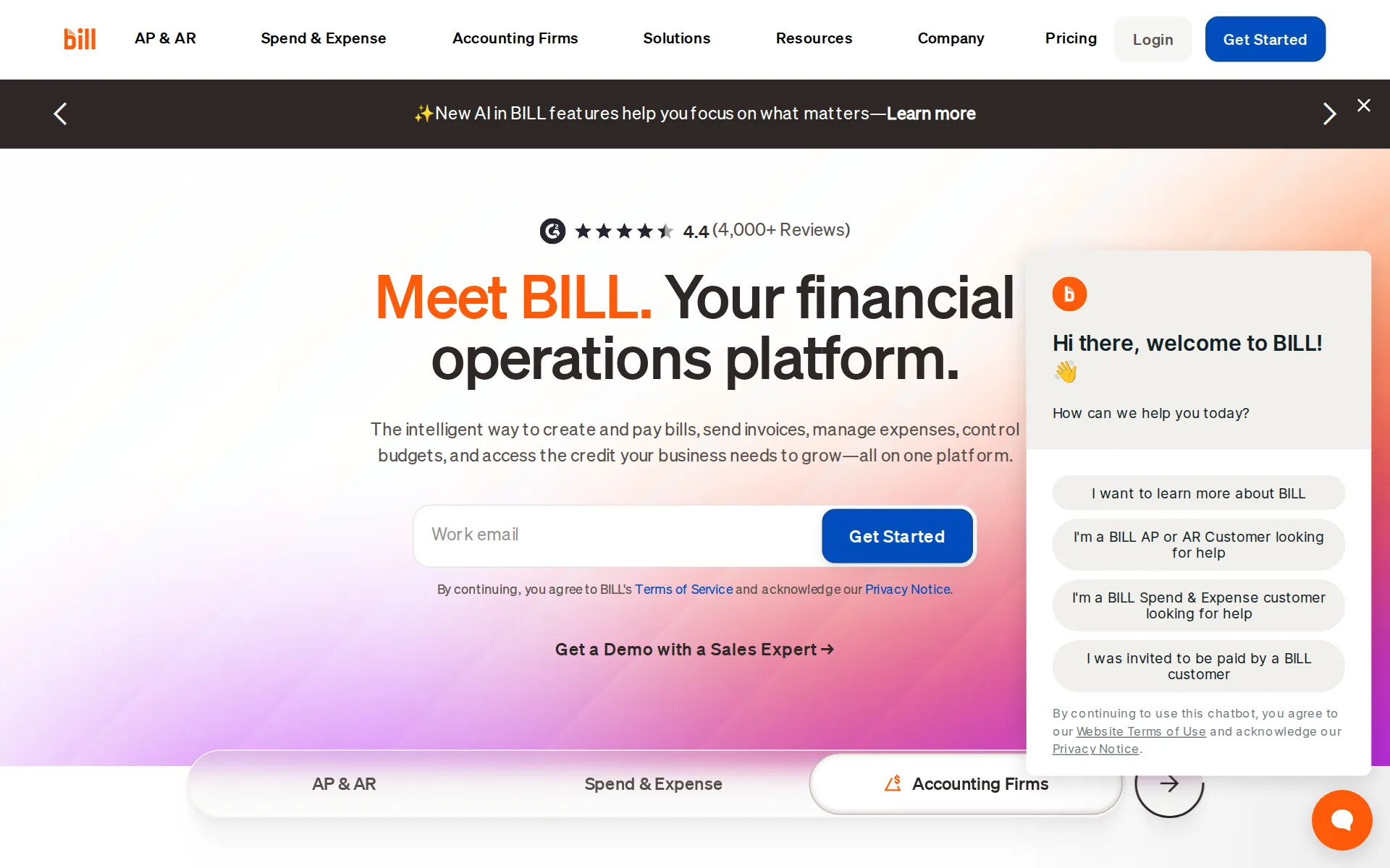 Screenshot of BILL