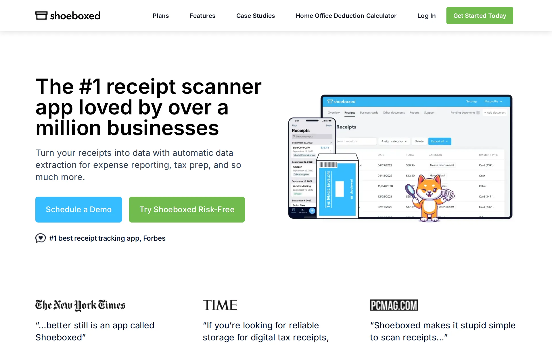 Screenshot of Shoeboxed