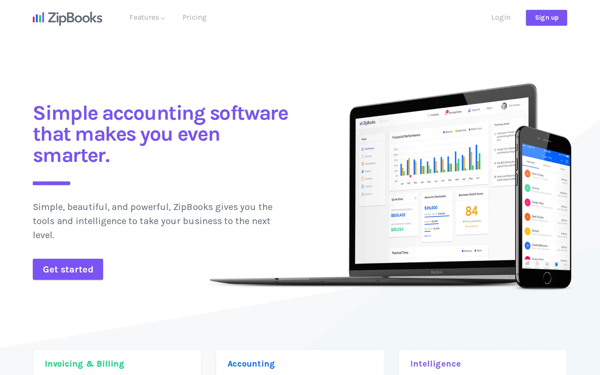 Screenshot of ZipBooks